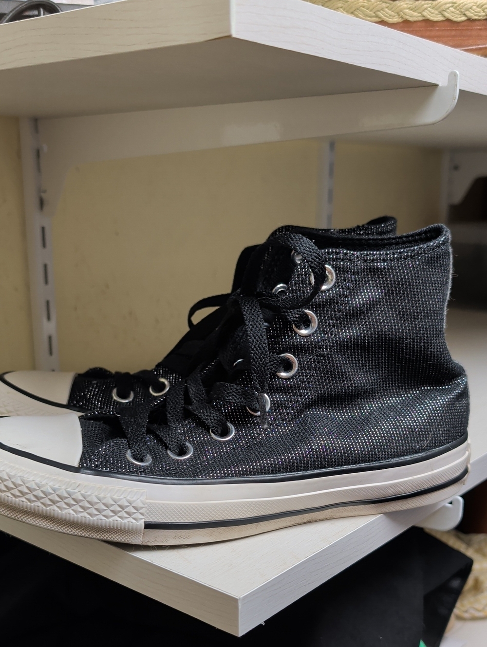 Converse Black Sparkle ALL STARS High-Top Canvas Sneakers- Women